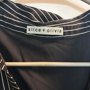 Alice + Olivia Black and White Striped Blouse